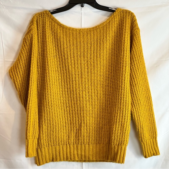 Boohoo (M) Chunky Cropped Sweater Lgr Neck Fall Golden Yellow Size Small - Picture 15 of 16